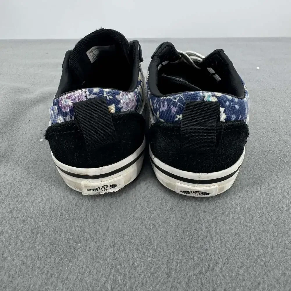 Vans Old Skool V Toddler Size 7 Shoes Black Blue Floral Suede Sneakers